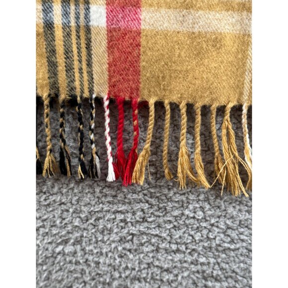 Better Than Cashmere Tartan Plaid Wool & Cashmere Blend Scarf Fringe Tassels - Picture 6 of 8